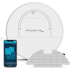 Rowenta RR9067 X-Plorer Series 130 AI 4-in-1 robotizētais mopēšanas un putekļsūcējs Ultra plakans ar 8 cm lāzera + kameras navigācijas sistēmu 4 tīrīšanas režīmi 120 minūšu darbības laiks 3 stundas uzlādes laiks 0,7 l putekļi