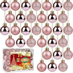 Ruisita Ziemassvētku Baubles dekorēšana Nesadalāms Ziemassvētku eglīte Baubles Hanging Mini Baubles svētku kāzu svinību dekorēšanai 30mm Pack of 36