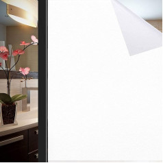 Aizseguma logu plēve Privātuma ekrāns 100% gaismas bloķēšanas logu tonējums Anti-UV siltuma kontrole Bez līmes Statiskā līpšana Vannas istaba (balta, 44,5 x 400 cm)
