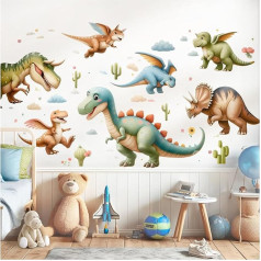 Little Deco sienas tetovējums dinozauru komplekts sienas uzlīmes dzīvnieki bērnu istaba zēni sienas uzlīmes bērnu istabai palmas koki dinozauri sienas apdares uzlīmes DL5045-05