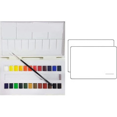 Sennelier Пластиковая коробка для акварельных красок, 24 цвета + кисть и 2 открытки Акварельные краски