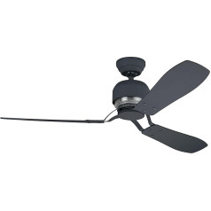 HUNTER Fan Industrial II griestu ventilators iekštelpām, 132 cm, ar sienas vadību un 3 maināmām lāpstiņām grafīta un kastaņkoka krāsā, ideāli piemērots vasarai un ziemai, modelis 24545