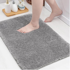 COSY HOMEER Microfibre Bath Mat, 50 x 80 cm, Super Soft and Absorbent Bath Mat, Non-Slip, Machine Washable for Shower, Bathtub and Bedroom, 100% Polyester, Grey