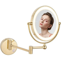 DOWRY Косметическое зеркало с подсветкой настенное золотое зеркало для макияжа настенное с 1X/7X увеличением - 360 ° поворотный расширенный - уве