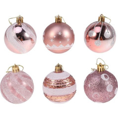 Amosfun 24 gab Ziemassvētku bumbu piekariņi Glitter Hanging Decoration Rose Gold Ziemassvētku eglīšu rotājumi Ball Ball Ball 6cm