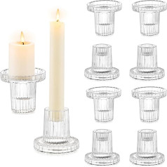 Hewory sveču turētājs Stikla sveču turētājs Taper sveces: Svečturi: 10 sveču turētāji Taper Candles Stikla taperu sveču turētājs Moderns sveču turētājs Pillar Candles caurspīdīgs kāzu rotāšanai Galda dekorēšanai.