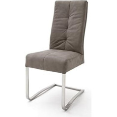 123Wohndesign Salva 2 krēslu komplekts ar smilšu krāsas Vintage un nerūsējošā tērauda konsolēm Luksusa ērts ērts sēdeklis ēdamistabas krēslu komplekts no 2