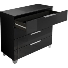 Berlioz Créations Berlioz Creations Love Chest of Drawers with 4 Drawers, Black, 88 x 81 x 40 cm, 100% Made in France