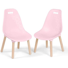 B. spaces Children's Chairs Set of 2 in Pink with Wooden Legs, Children's Furniture, Sturdy and Stylish with Wood, Chair for Children from 3 Years, PVC-Free