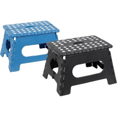 Axentia Folding Stool Plastic Stable up to 150 kg in Grey or Blue Approx. 34.5 x 22 x 27 cm