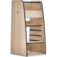 Bianconiglio Kids ® Trusty: The 4-level adjustable Montessori tower with KIDSAFE safety system and EASYLOCK for creative and safe learning, handmade in Italy (oak)