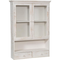 Biscottini Wooden Kitchen 80 x 55 x 16 cm Shabby Chic Display Cabinet with 3 Levels White 2 Doors Wall Cabinet for Bathroom 80 x 55 cm