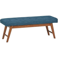 Amazon Brand Rivet Modern Upholstered Haraden Bench with Button Tuft, 112 cm Wide, Navy Blue