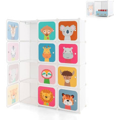Maxmass Kids Wardrobe, 8/12 Cube, Portable Wardrobe with Hanging Compartments, DIY Modular Storage Organiser for Nursery, Nursery, Bedroom (12 Cubes)