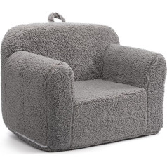 Bejoy Children's Sofa - Ultra Soft Foam Filled Children's Armchair, Cuddly Sherpa Reading Couch for Girls and Boys - Grey