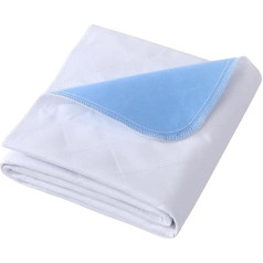 Aimtton Pack of 2 Washable Incontinence Pads, 70 x 90 cm, Absorbent Fleece Mattress Topper, Waterproof and Washable, Blue/White