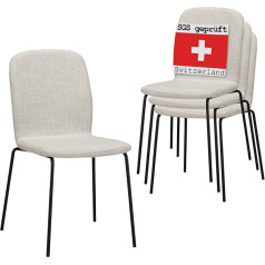 Albatros International Gmbh Albatros ENNA Stacking Chairs, Set of 4, Beige, Stackable Conference Chair, Visitor Chair, Comfortable Chairs for Waiting Room