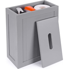 Lantaly Slimline Vannas istabas uzglabāšanas bloks Koka tualetes papīra skapis Compact Wood Shaker Vannas istabas kaste Daudzfunkcionāla tīrīšana Tidy Grey