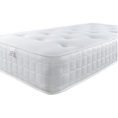 Aspire Beds Quad Comfort Dabīgs eko pildījums un AC Aspire-Cool Touch Luksusa šūtā guļamā virsma Hibrīda Bonnell atsperu matracis Premium matracis White Edge 4ft Small Double (4ft x 4ft)