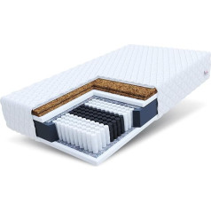 FDM MULTIHARD Multipocket Pocket Spring matracis 180 x 200 cm Augstums 19 cm 7 zonas Kokosriekstu aitas vilnas pildījums Cietums H4/H5 Mazgājams pārvalks Oeko-Tex Piemērots alerģiju slimniekiem