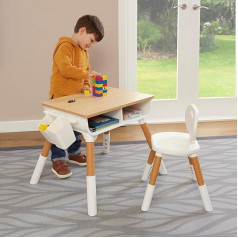 Liberty House Toys Kids Scandi Table and Chair Set, Height Adjustable, Technical Wood, H49/52/55 x W65 x D55 cm