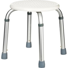 flexilife Round Shower Stool for Seniors, Shower Seat Square Height Adjustable, Bathroom Stool Round White - Bathroom Chair for Shower (Round)