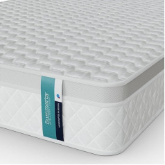 Summerby Pocket Spring Klimata kontroles matracis Double Matracis Double Matracis Foam Memory Foam Pocket Spring Elpojošs matracis Robeža Mīksts trikotāžas pārvalks White Double Bed