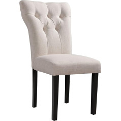 Acme Furniture AC-71523A Koka pusdienu krēsls, polsterēts ar smilškrāsas linu
