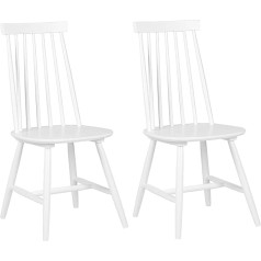 Beliani Burbank Wooden Chairs, Set of 2, Country House Style, White