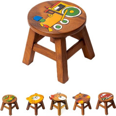 Aga's Own Agas Own Wooden Step Stool for Children - Handmade in Premium Quality - Wooden Step Made of Solid Wood - Large Design Selection as Chair, Footstool & Stool - Milking Stool - Plant Stool (Fire Engine)