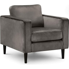 Julian Bowen Hayward Grey Velvet, Wood Frame with Foam and Fabric Upholstery, One Size