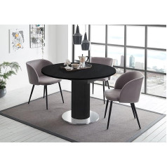58 Aufm Kessel Edda 6 13546-130 Round Extendable Dining Table 130 x 130 x 78 cm Black Steel
