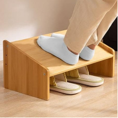 Dechoga Footstool, Adjustable Footrest Under Desk, Ergonomic Footrest for Under Desk with 3 Height Positions, Natural Bamboo Stool for Home Office