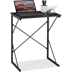 Relaxdays Nedidelis rašomasis stalas, V x Š x G 75 x 60 x 40 cm, kompaktiškas kompiuterio stalas, nešiojamojo kompiuterio darbo stalas, MDF ir metalas, juodas