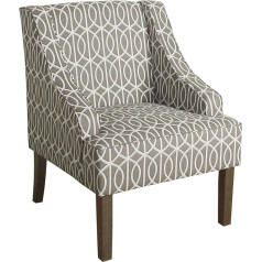 Homepop Swoop Arm Velvet Living Room Chairs, Wood, Trellis Grey, Medium