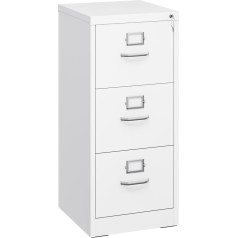 Yitahome Lockable Filing Cabinet, Metal Filing Cabinets with 3 Drawers for A4, Legal, Letter, Anti-tilt Office Cabinet with Cue Card Slot for Home Office, White, 45.8 x 45 x 103 cm