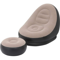 Movkzacv Piepūšamais dīvāns, atpūtas krēsls ar kāju spilvenu, piepūšamais Chaise Longue Air Lazy Flocking Couch Set, pārnēsājams krēsls sēdekļi iekštelpām un āra lietošanai