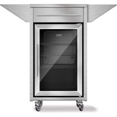 Caso Counter & Cool Stainless Steel Trolley with Side Shelves, Drawer and Barbecue Cooler, with a Storage Volume of Approx. 63 Litres, Splash Protection, Temperature Zone from 0-10°C, Easy to Wipe