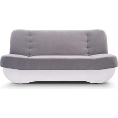 E-Meubles Pafos (SORO 90 + SOFT 17 - pilka + balta dirbtinė oda) Sofa su miego funkcija ir lovos dėže, pakreipiama sofa lova Clic-Clack Sofa kambariui Spyruoklinė sofos sistema Minkšta sofa 190 x 90 x 120 cm