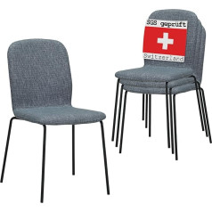 Albatros ENNA Stacking Chairs, Set of 4, Grey Stackable Conference Chairs, Visitor Chairs, Comfortable Chairs for Waiting Rooms