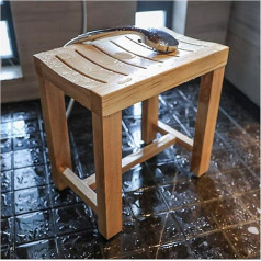 Amsxnoo Shower Stool Bathroom Bench Hard Maple Frame Stable Non-Slip 150 kg Environmentally Friendly for Toilets, Kitchen, Hotel, Sauna LSXIAO (Colour: Wood Colour, Size: 42 x 28 x 43 cm)