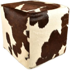 Generisch Cowhide Stool Brown / White Seat Cube Made of Real Cowhide in Brown / White with Solid Foam Cube