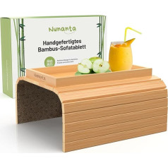 Nunanta Lankstus medinis sofos padėklas kiekvienam porankiui - FSC sertifikuotas bambukas - su neslystančiu pagrindu - lengvai valomas