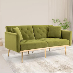 Moimhear Namų ūkis ir buitis, Baldai, Coolmore Velvet Sofa, Accent Sofa, Loveseat Sofa su metalinėmis kojelėmis (Alyvuogių spalvos)