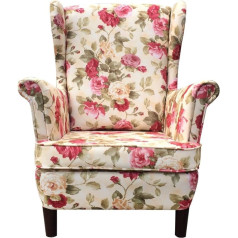 All4All Chesterfield Wingback Chair without Stool Pink Chair Scandinavian Style Recliner Chair Ideal for Relax