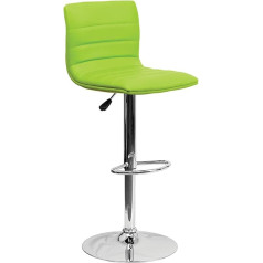 Flash Furniture Modern Vinyl Bar Stools Height Adjustable with Horizontal Stitching on Back Set of 2 Steel Green