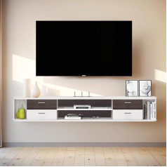 Pmnianhua TV Lowboard Wooden TV Cabinet, TV Board Hanging with 4 Drawers, Cable Holes, Lowboard Hanging Cupboard, Wall Cabinet, Living Room Wall Cabinet for Living Room, Bedroom, Office (W x H x D):