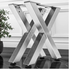 Ggmmöbel GGMMÖBEL Juana X Table Runners 6 cm W 68 x H 73 cm Stainless Steel X Table Frame Table Legs