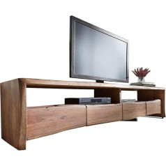 Delife Live Edge TV Table Acacia Brown 190 cm 4 Drawers Tree Edge Lowboard