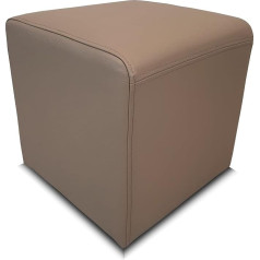 Quattro Meble Dark Beige Colour Mocha Stool Many Sizes Genuine Leather Stool Cowhide Seat Cube Footstool Upholstered Stool Real Leather Puff (40 x 40 x H 45 cm)